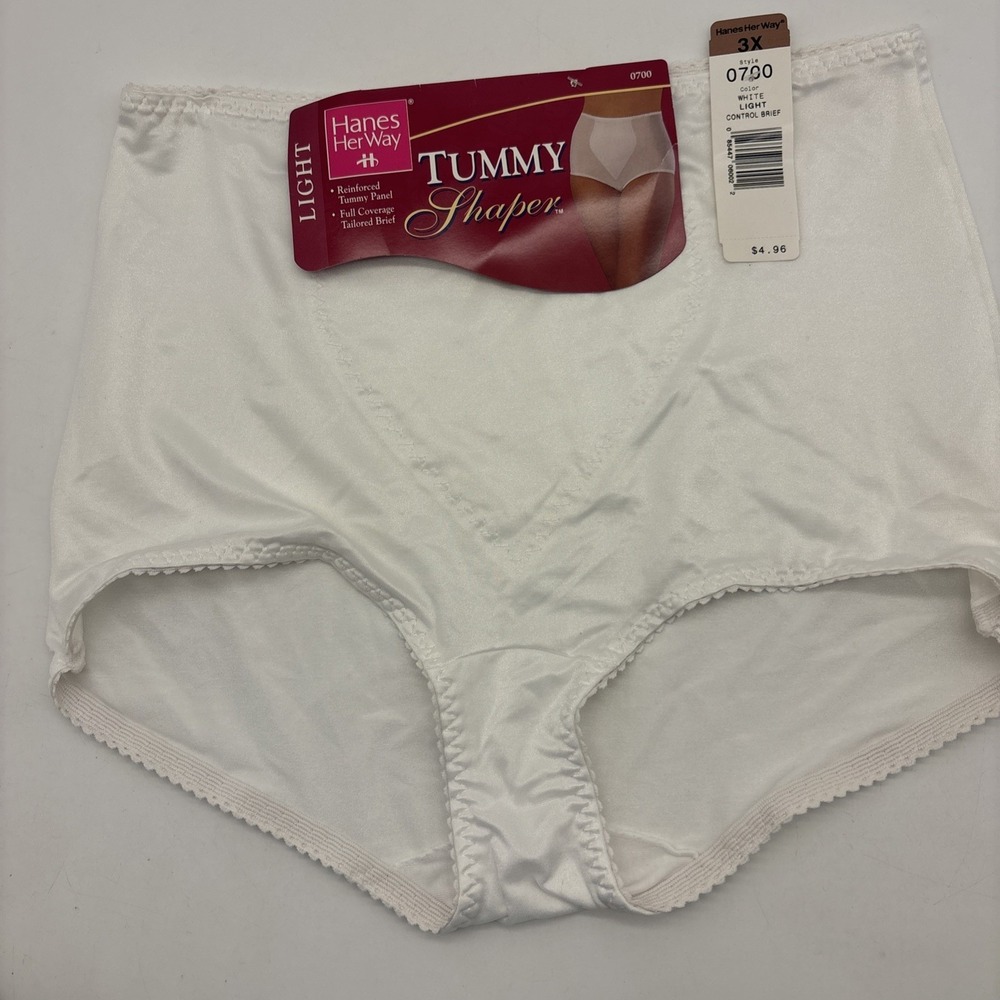 Vintage Hanes Her Way Light Tummy Shaper Brief Panties White Size 3X